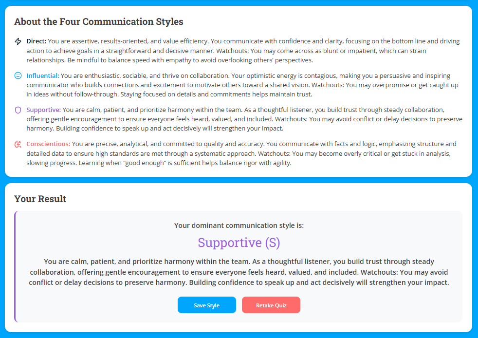 Communication Style DISC Assessment feature illustration